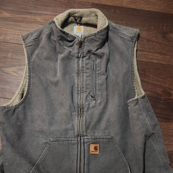 Carhartt Other - Carhartt Mens Sherpa Lined Duck Canvas Vest V33 GVL XL Gravel Gray Chore